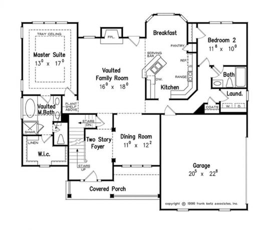 Tipična postavitev ameriškega doma. vir: https://www.homeplans.com