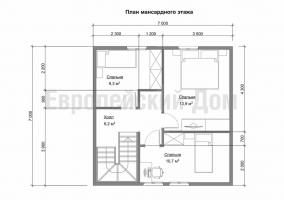 Redki lesena hiša 10x8 s tremi spalnicami in teraso