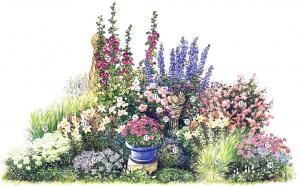Flowerbed "cesarica": razkošen cvetlični vrt za poletje okusna (3 m) shema, fotografije, opis